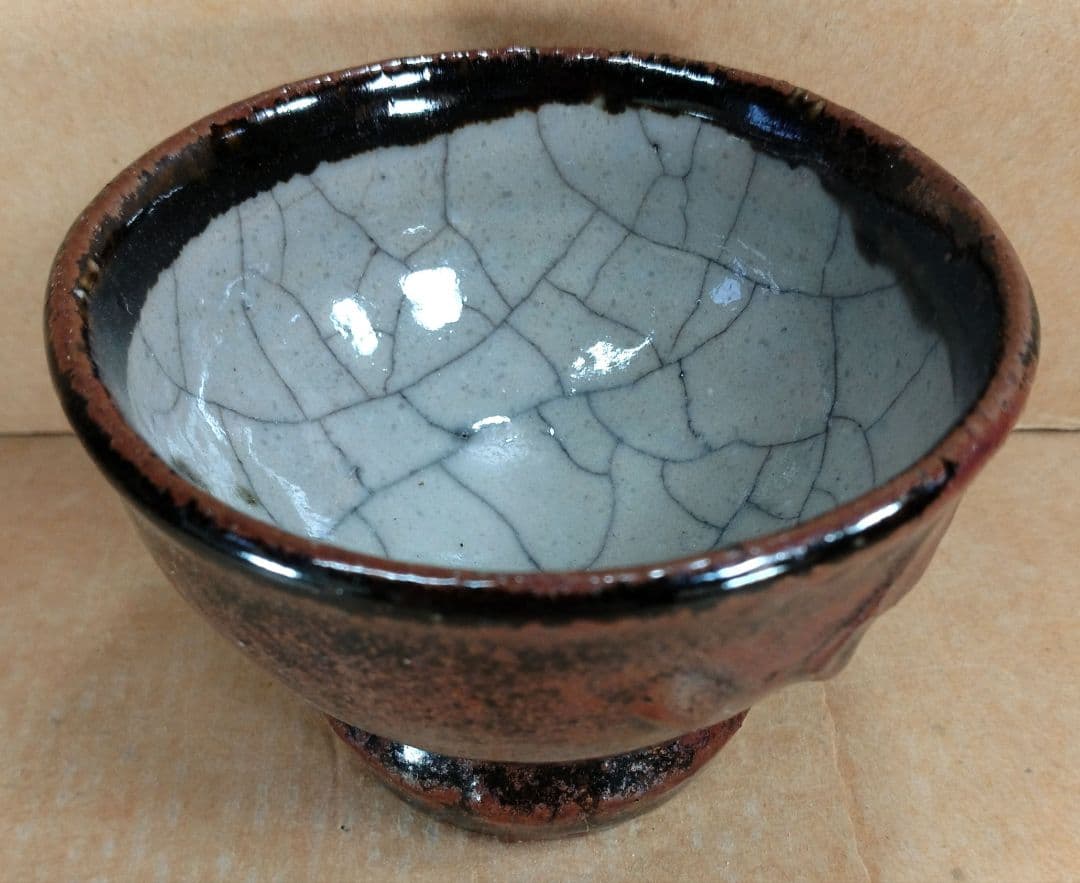 河井寛次郎 筒描文盃 河井敏孝識箱 無傷 民藝の巨匠(濱田庄司,柳宗悦の盟友)