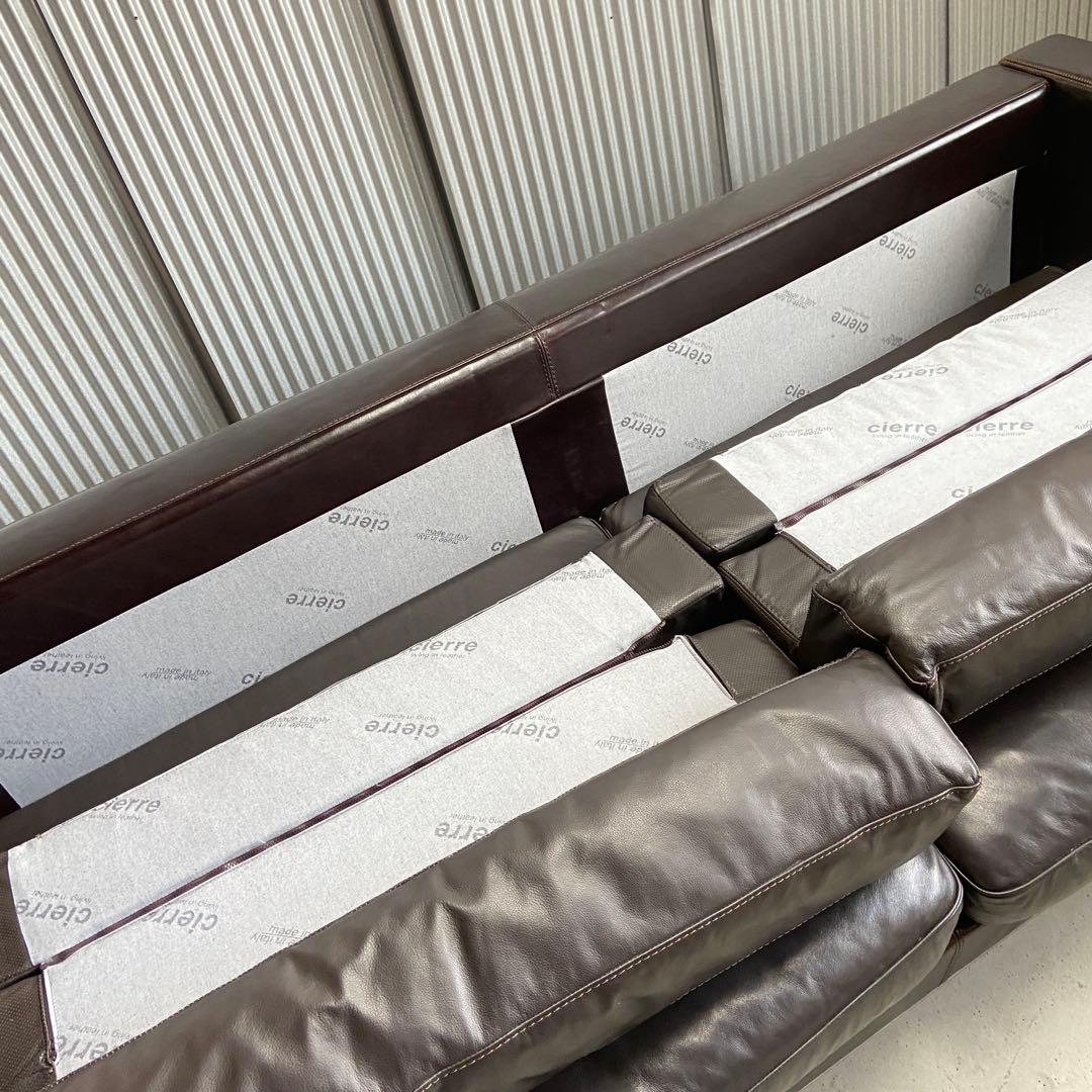 cierre（シエレ）⭐️イタリア製 総革張り 3人掛けソファ ダークブラウン