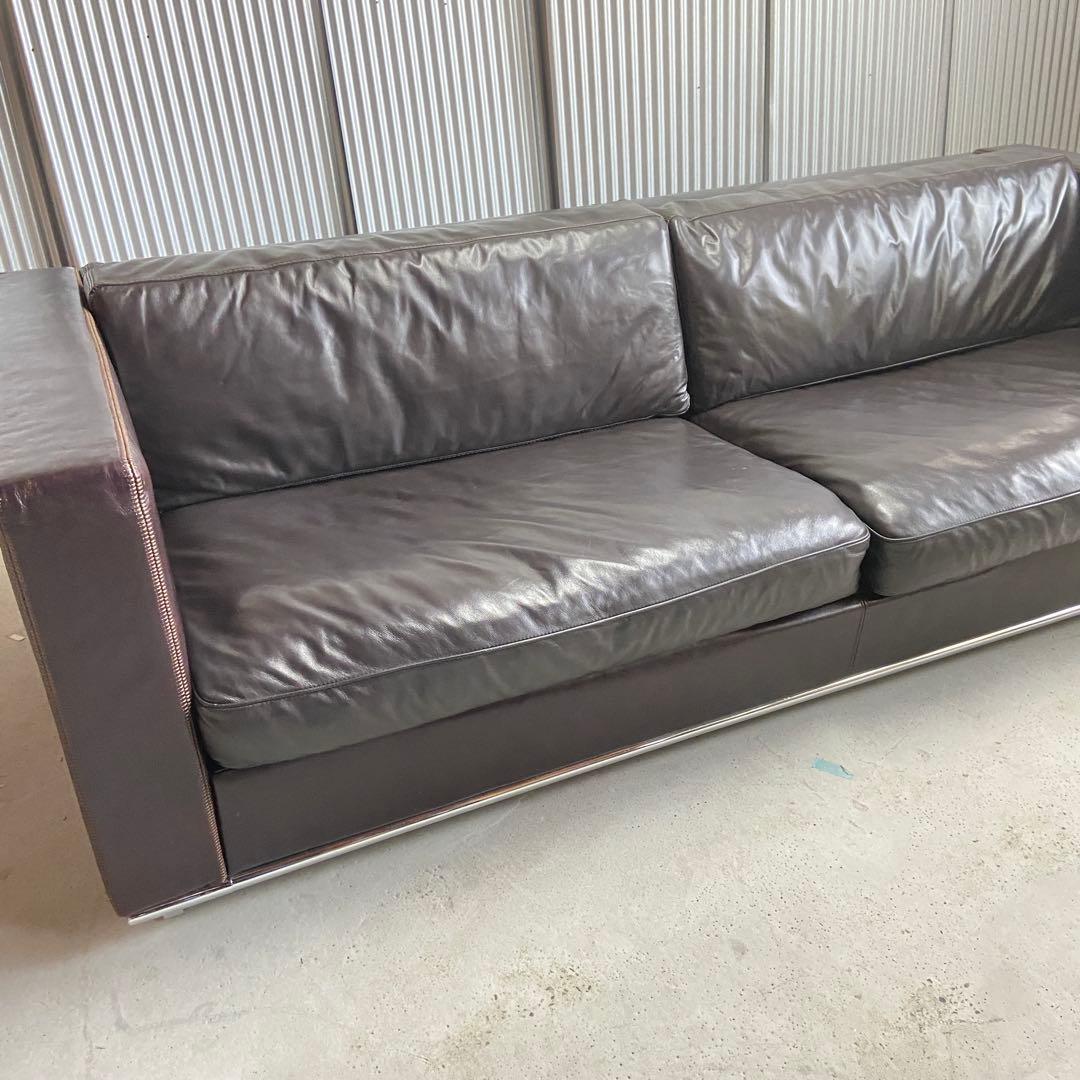 cierre（シエレ）⭐️イタリア製 総革張り 3人掛けソファ ダークブラウン