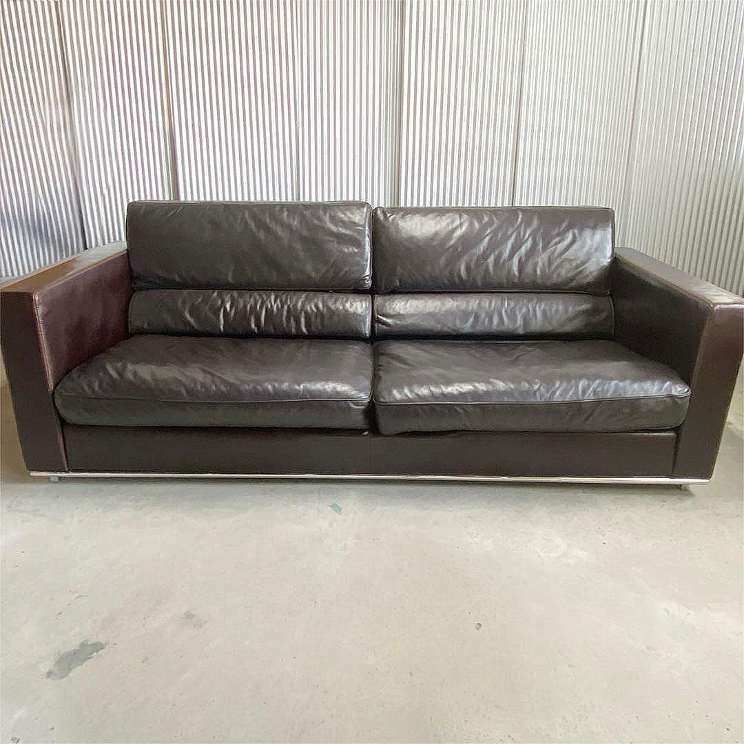 cierre（シエレ）⭐️イタリア製 総革張り 3人掛けソファ ダークブラウン