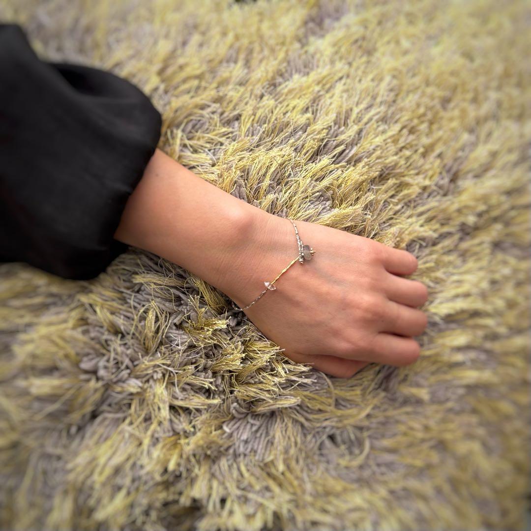 ローマングラス　ハーキマーダイヤモンド　カレンシルバーブレスレット