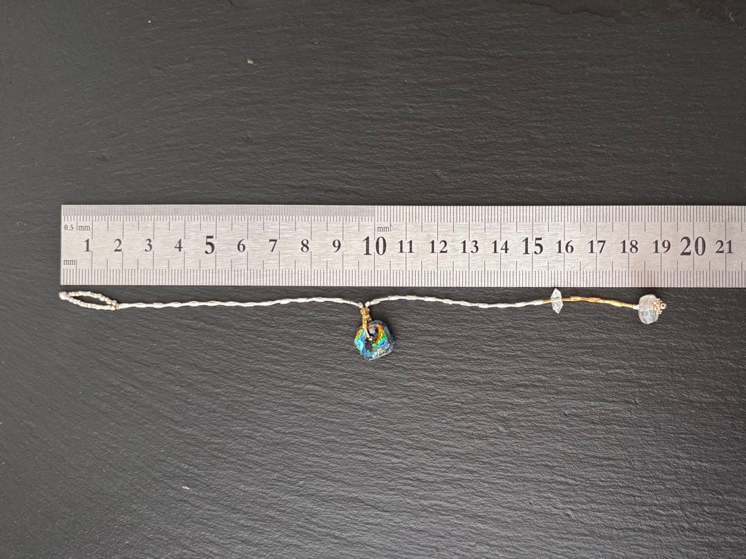 ローマングラス　ハーキマーダイヤモンド　カレンシルバーブレスレット