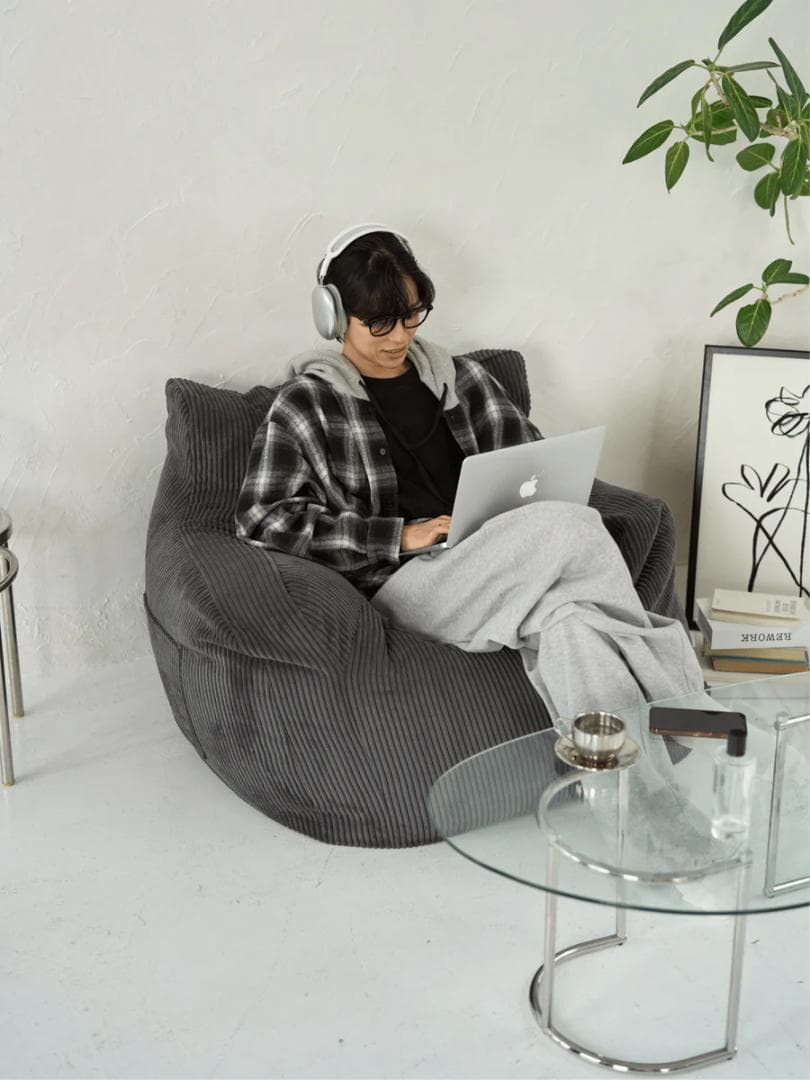 【美品】ルージー LOOSY 1人掛けビーズソファ Charcoal