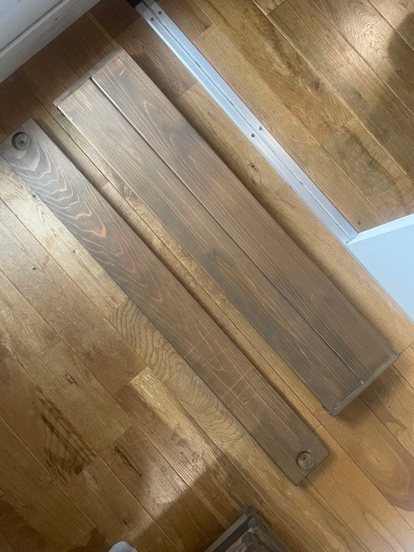 日本製東濃檜 突っ張りシェルフ 幅90cm奥行17cm（ブラウン）