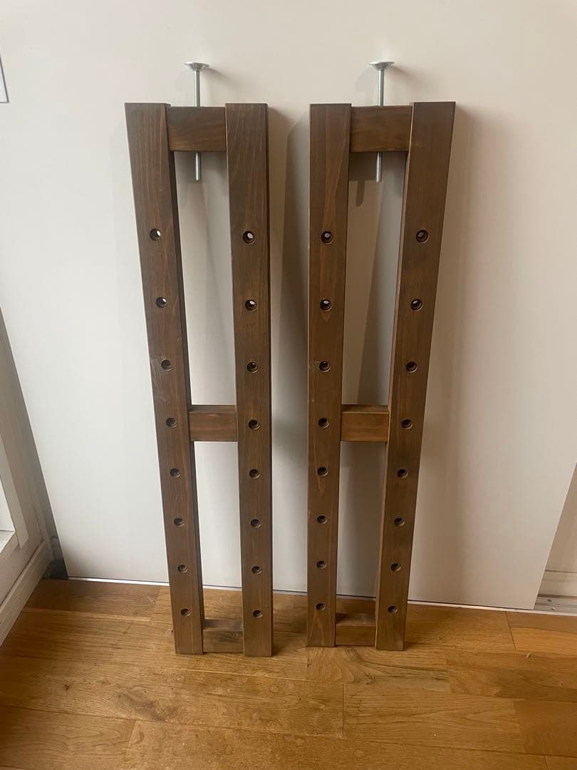 日本製東濃檜 突っ張りシェルフ 幅90cm奥行17cm（ブラウン）