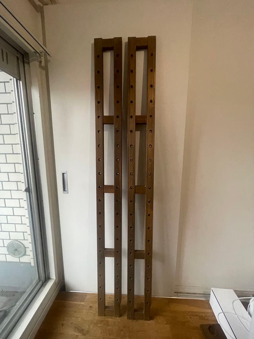 日本製東濃檜 突っ張りシェルフ 幅90cm奥行17cm（ブラウン）