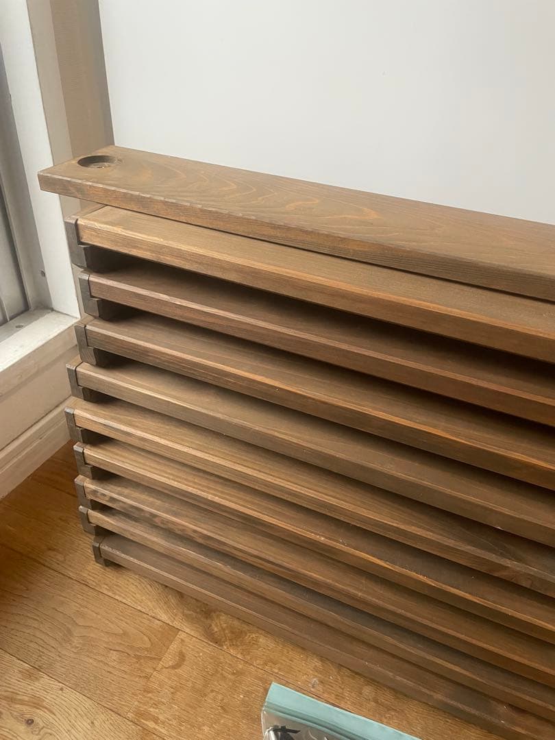 日本製東濃檜 突っ張りシェルフ 幅90cm奥行17cm（ブラウン）