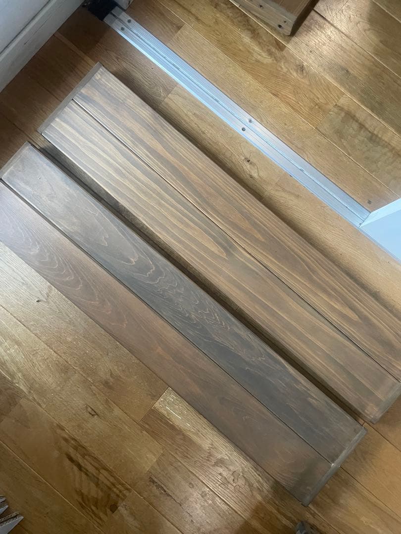 日本製東濃檜 突っ張りシェルフ 幅90cm奥行17cm（ブラウン）