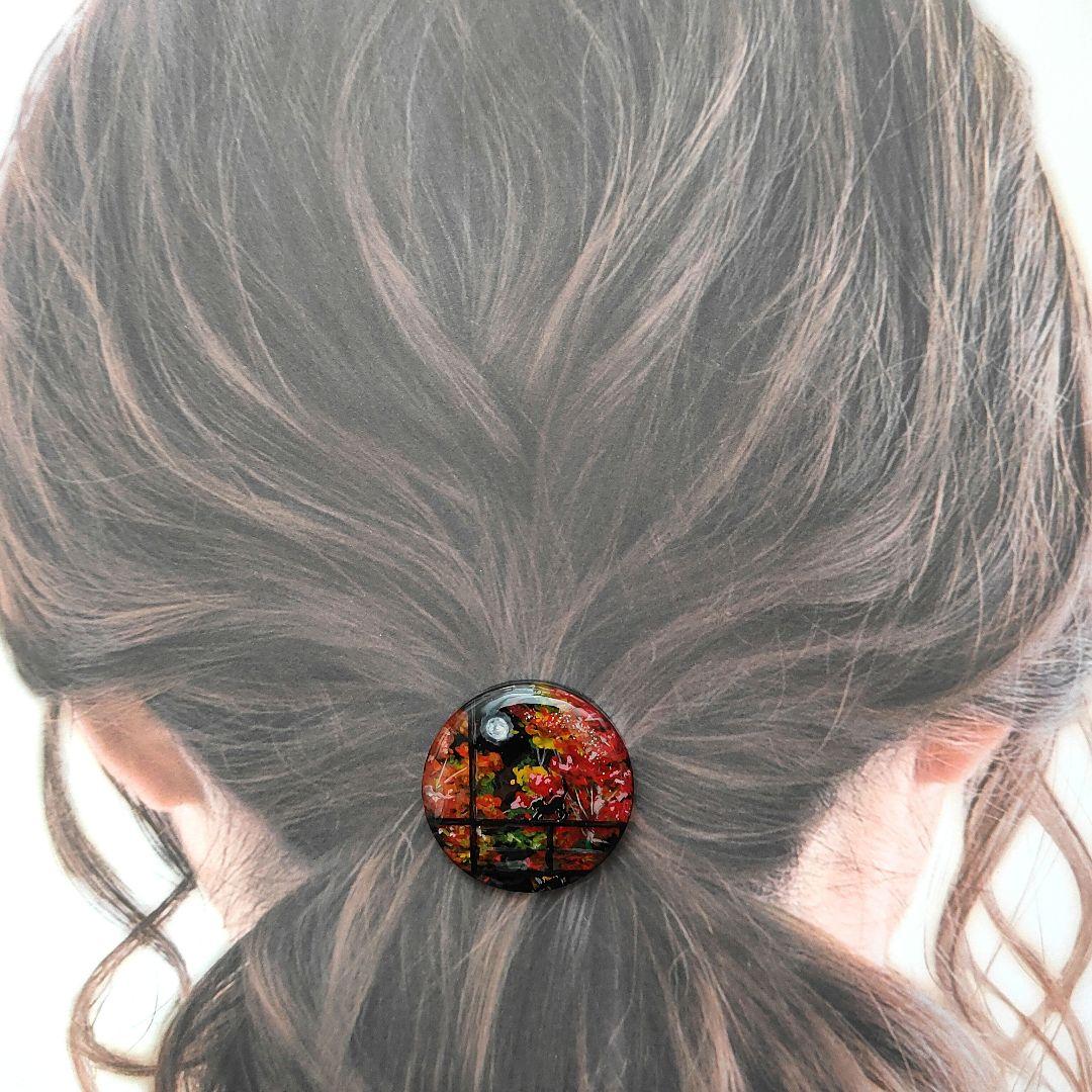 【673】ハンドメイド　レジン　ヘアゴム　ポニーフック　手描き