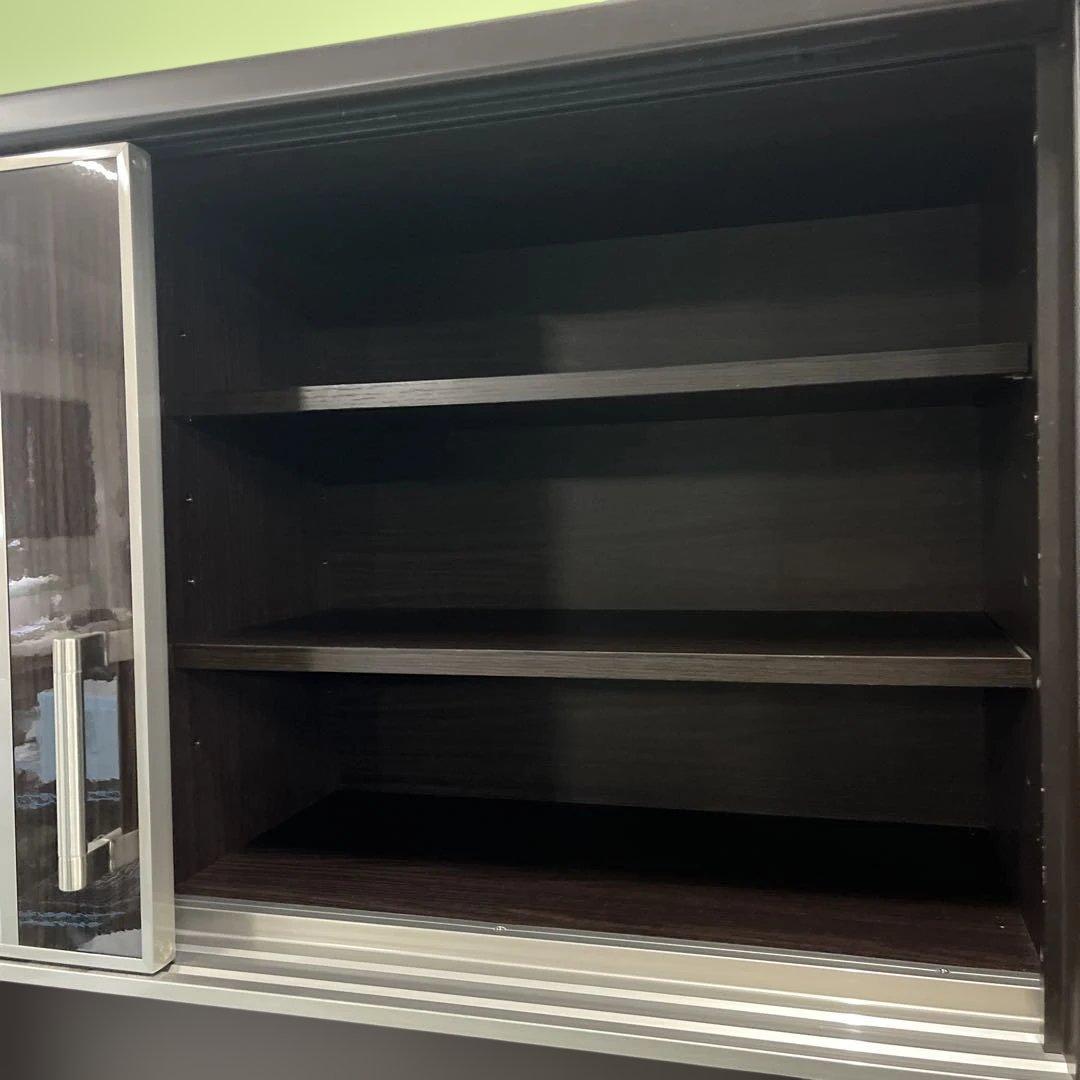 ニトリ 木製食器棚 ダークブラウン ガラス扉付き インテリア 家具