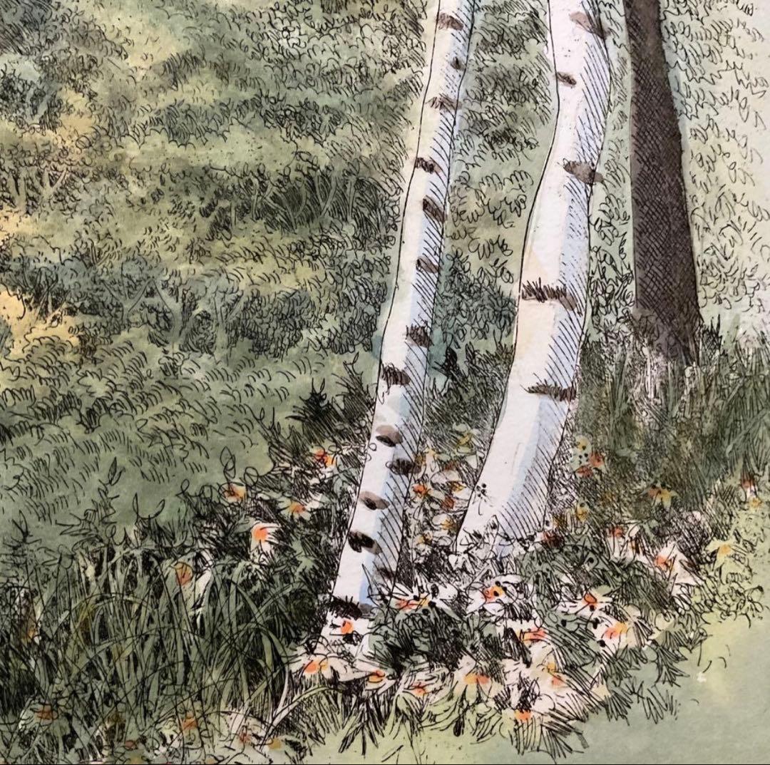 絵画・額縁・織田義郎・ノイシュバンシュタイン18・ドイツ・銅版画+手彩色・美術品