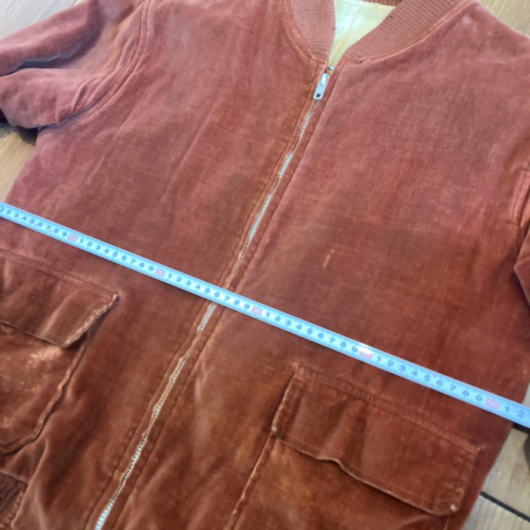 ヴィンテージブラウン 別珍ジップアップブルゾン