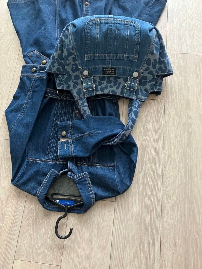 657大きめヒョウ柄デニムリメイクバック　ハンドメイド