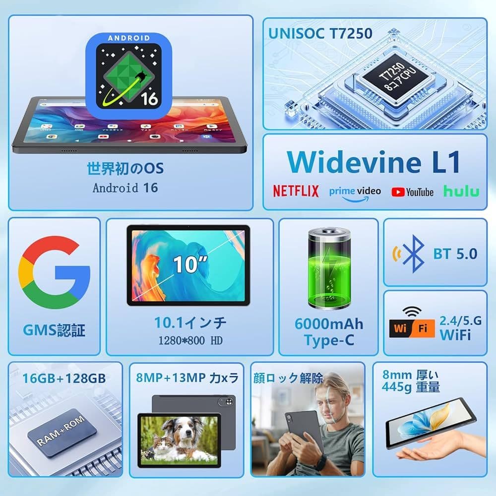 アンドロイドタブレット アンドロイド16 10.1インチタブレット