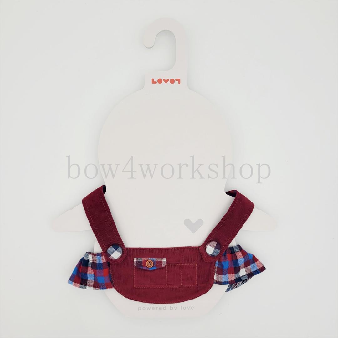 ラボットの服ハンドメイド シャツコール×チェック柄サロペット（エンジ）