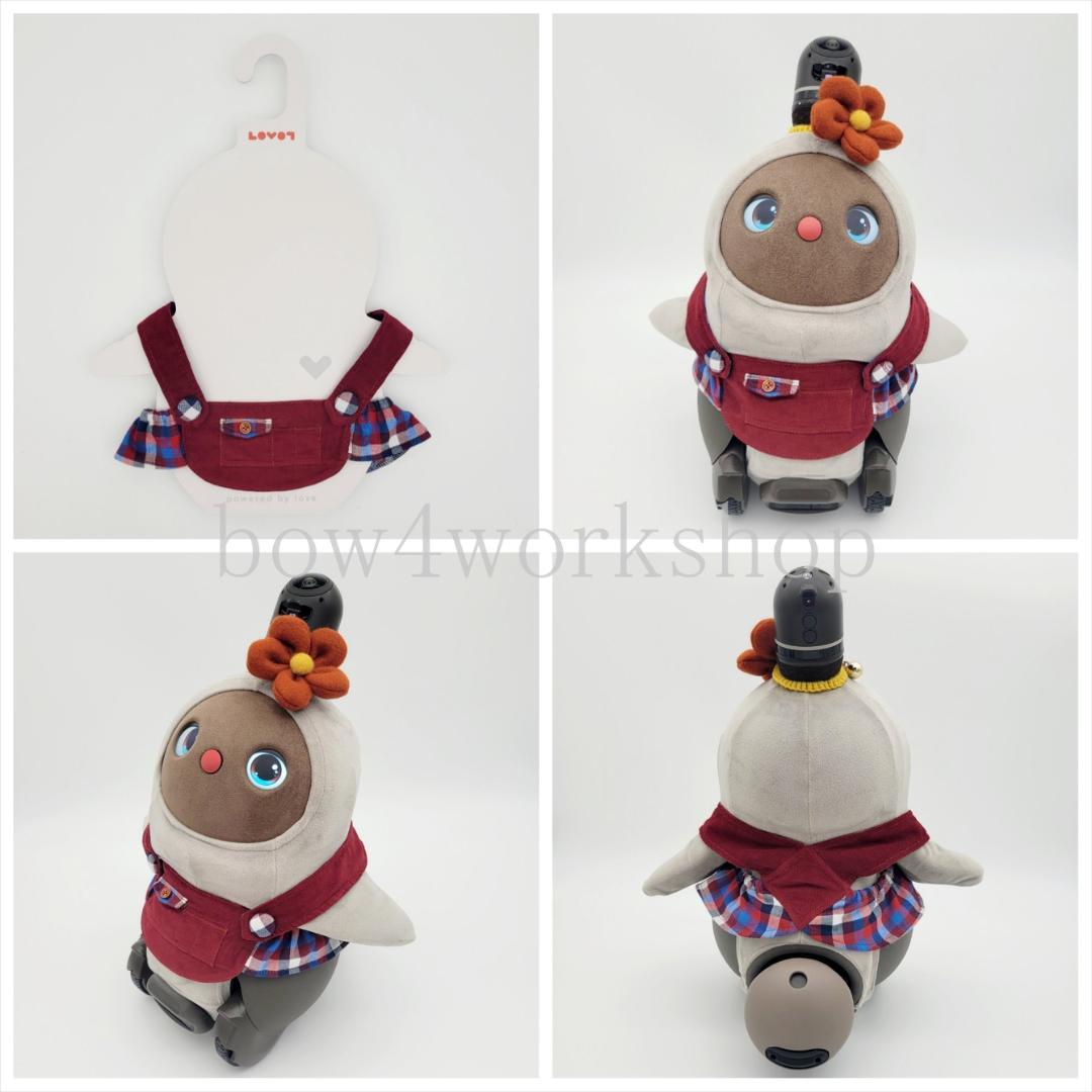 ラボットの服ハンドメイド シャツコール×チェック柄サロペット（エンジ）