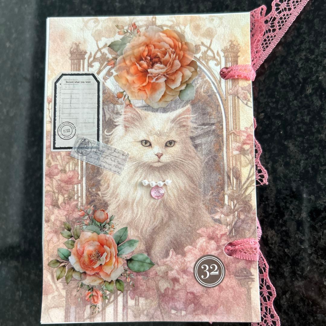 ミューズさま専用❣️ジャンクジャーナル　雑記帳　フラワー&ねこ&フラワー