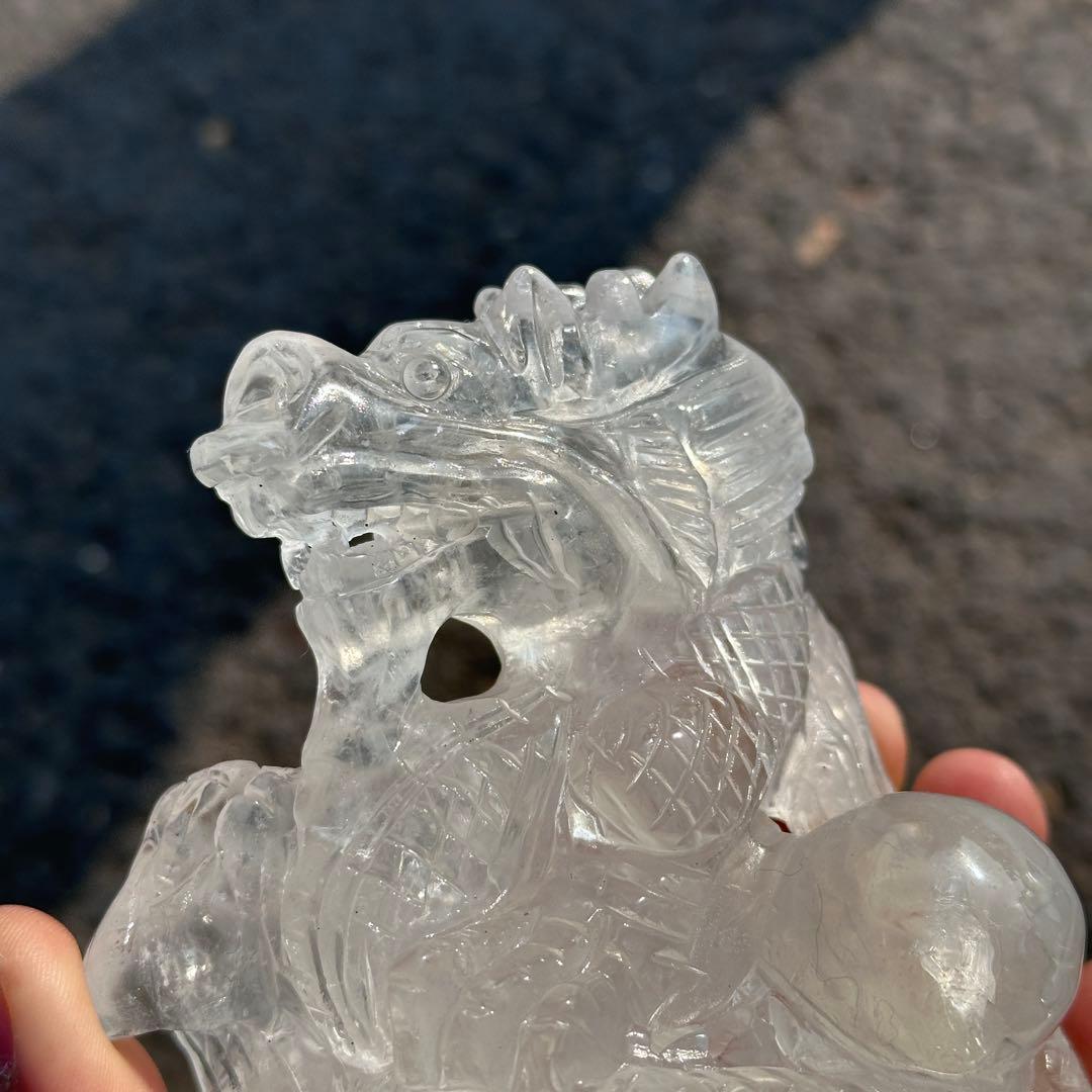 天然石水晶の龍　置物　ご購入前に在庫確認必要　G.219