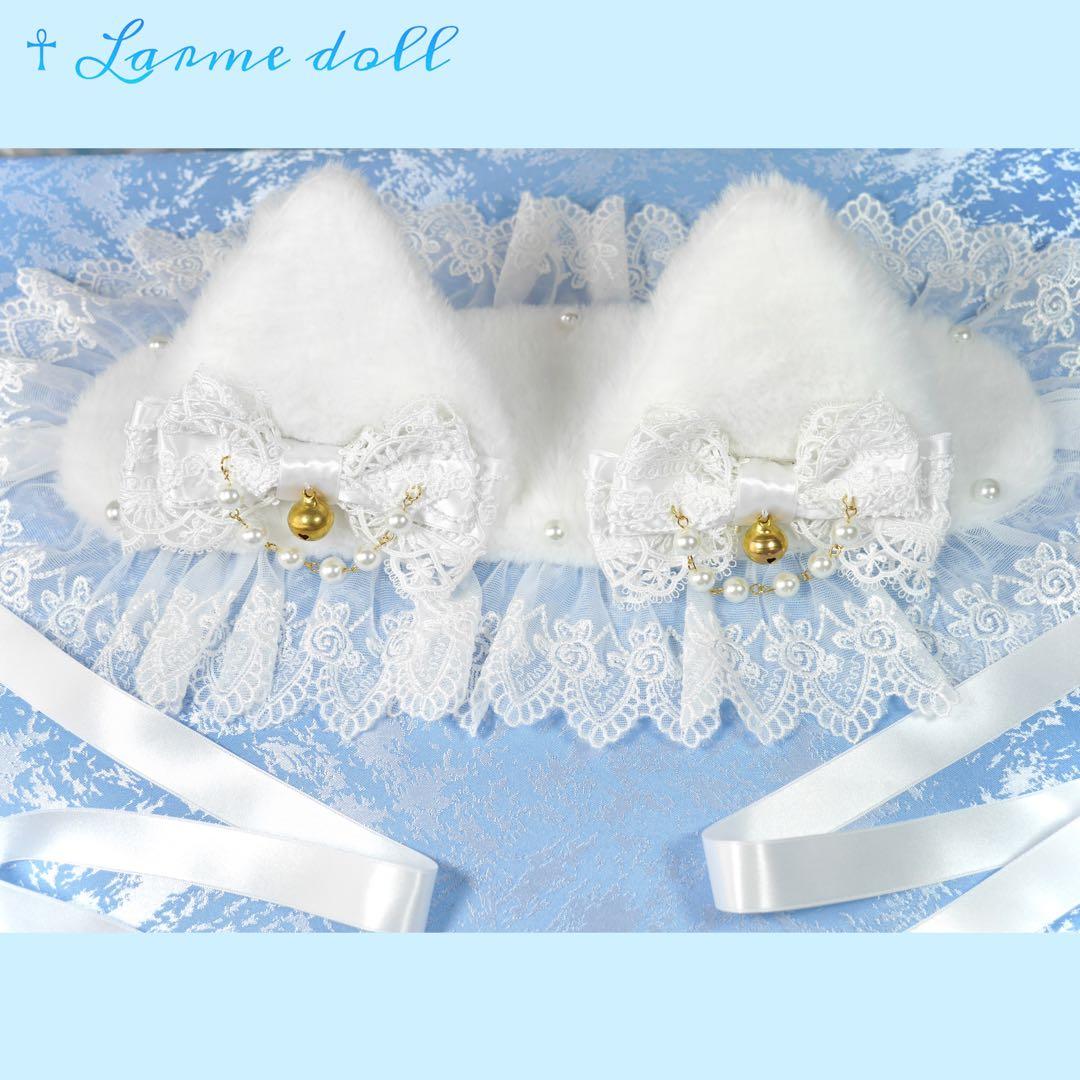 【受注生産】《☥》猫耳ファーヘッドドレス (白)