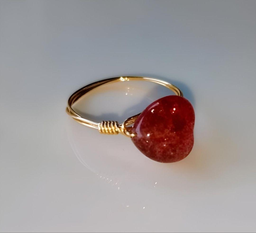 Kgf14 希少石 天然石 アフリカ産 ストロベリークォーツ リング
