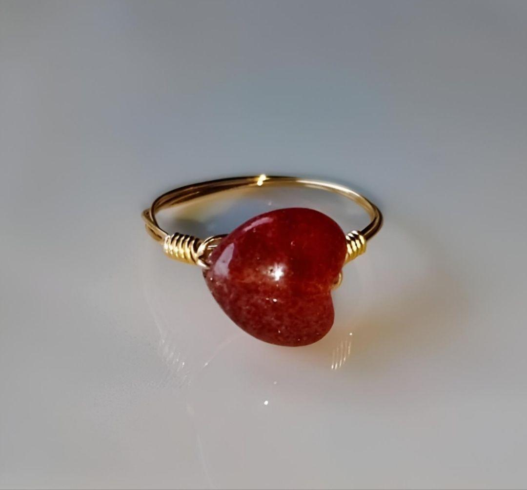 Kgf14 希少石 天然石 アフリカ産 ストロベリークォーツ リング