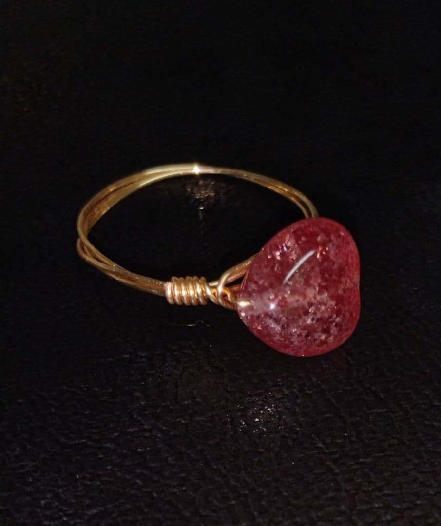 Kgf14 希少石 天然石 アフリカ産 ストロベリークォーツ リング