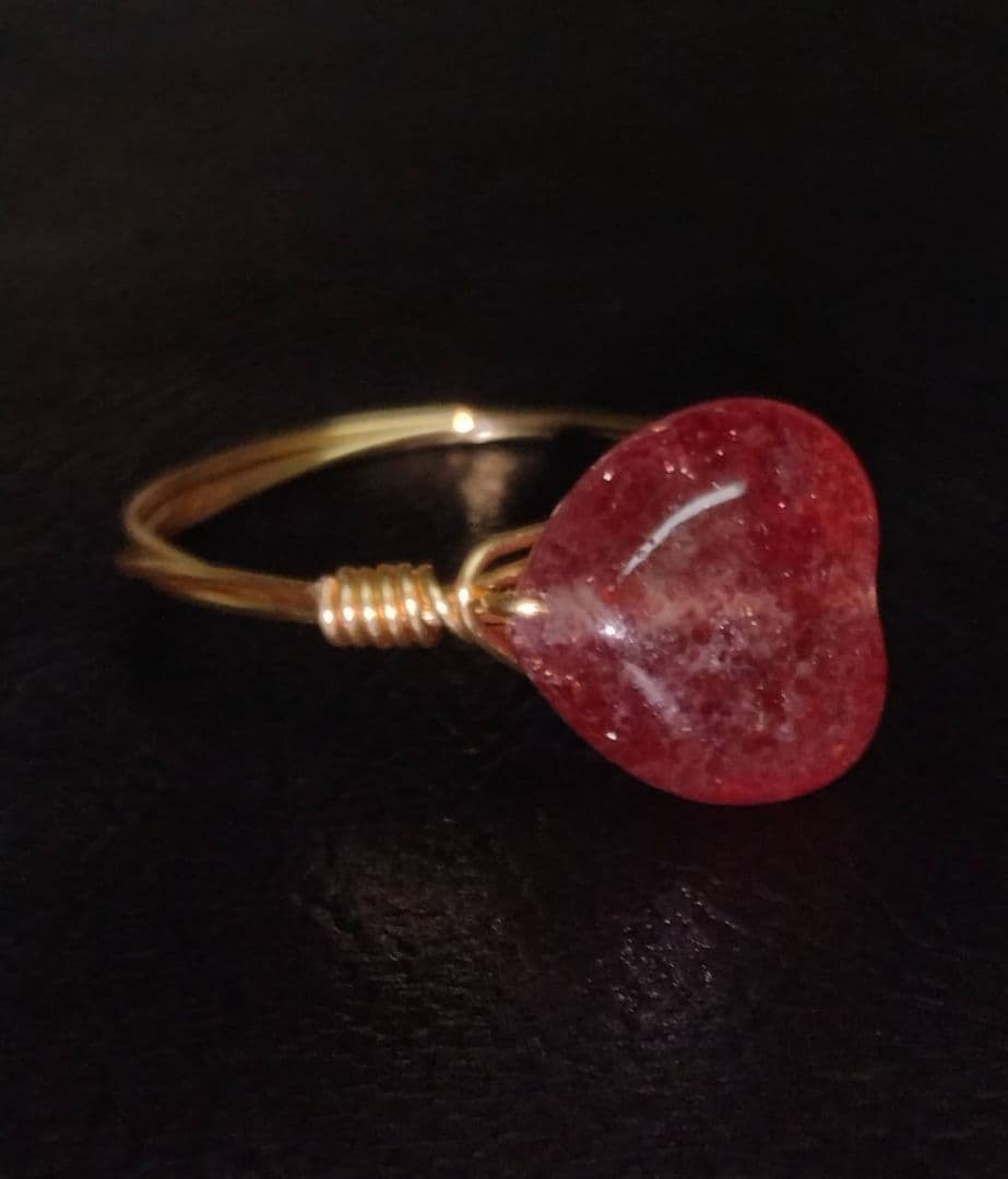 Kgf14 希少石 天然石 アフリカ産 ストロベリークォーツ リング