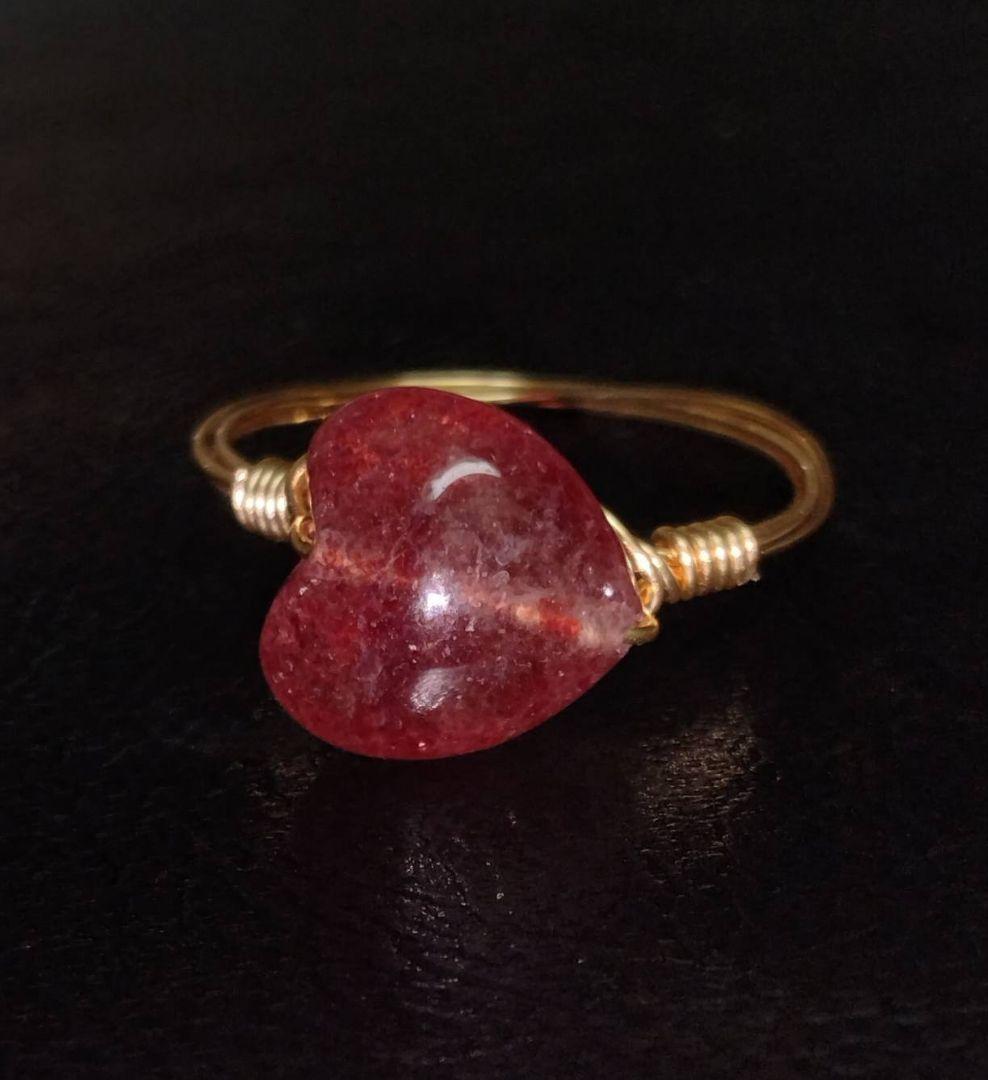 Kgf14 希少石 天然石 アフリカ産 ストロベリークォーツ リング