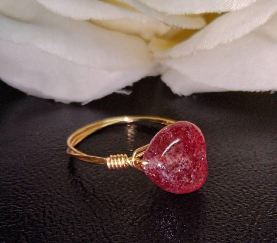 Kgf14 希少石 天然石 アフリカ産 ストロベリークォーツ リング