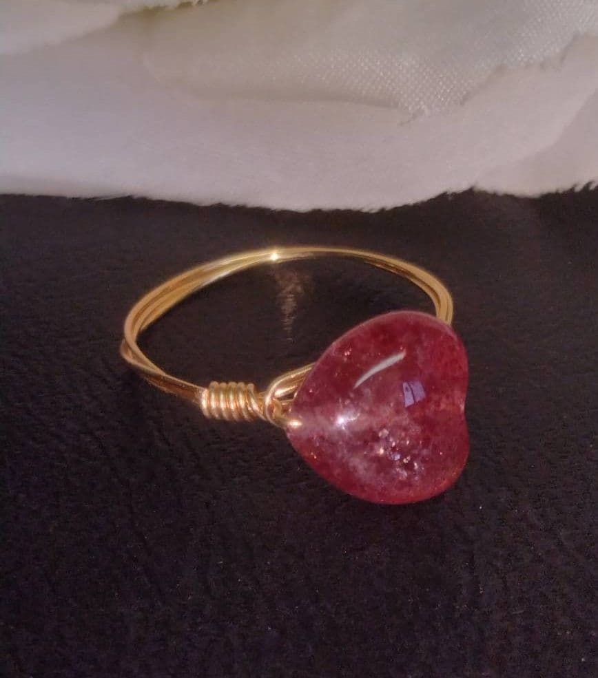 Kgf14 希少石 天然石 アフリカ産 ストロベリークォーツ リング
