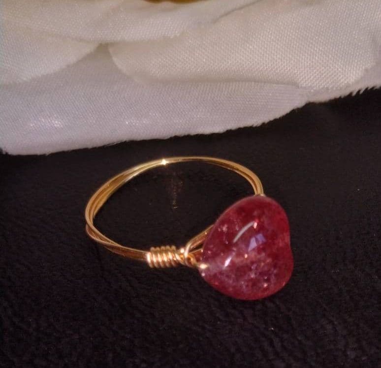 Kgf14 希少石 天然石 アフリカ産 ストロベリークォーツ リング
