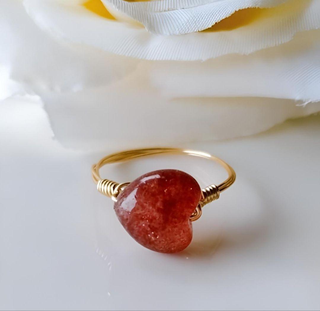 Kgf14 希少石 天然石 アフリカ産 ストロベリークォーツ リング