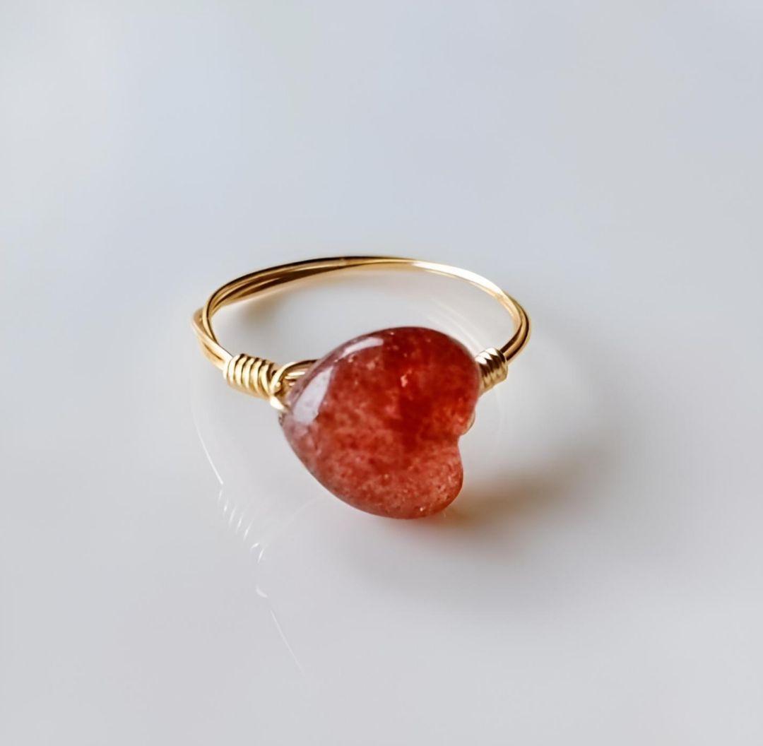 Kgf14 希少石 天然石 アフリカ産 ストロベリークォーツ リング