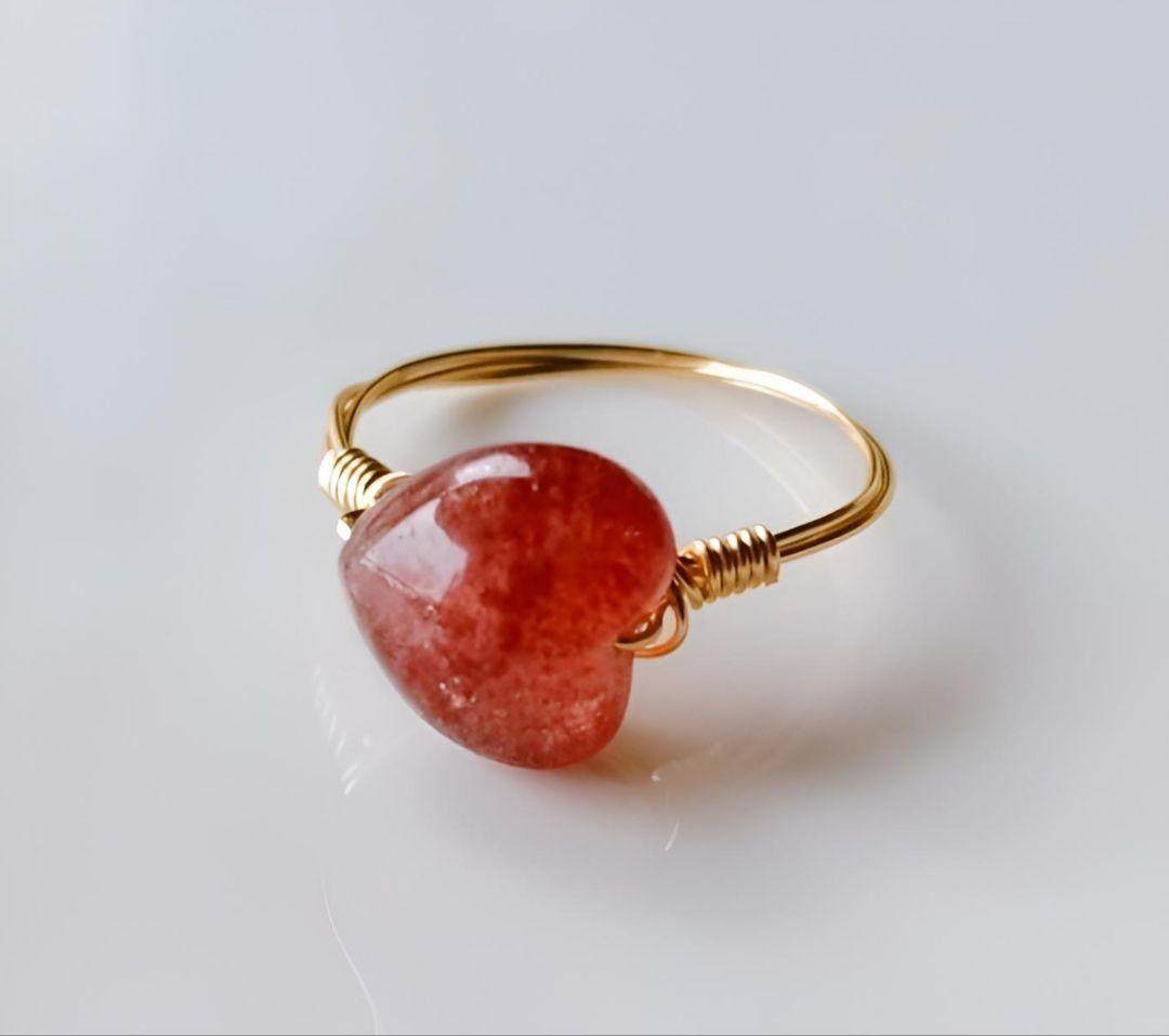 Kgf14 希少石 天然石 アフリカ産 ストロベリークォーツ リング