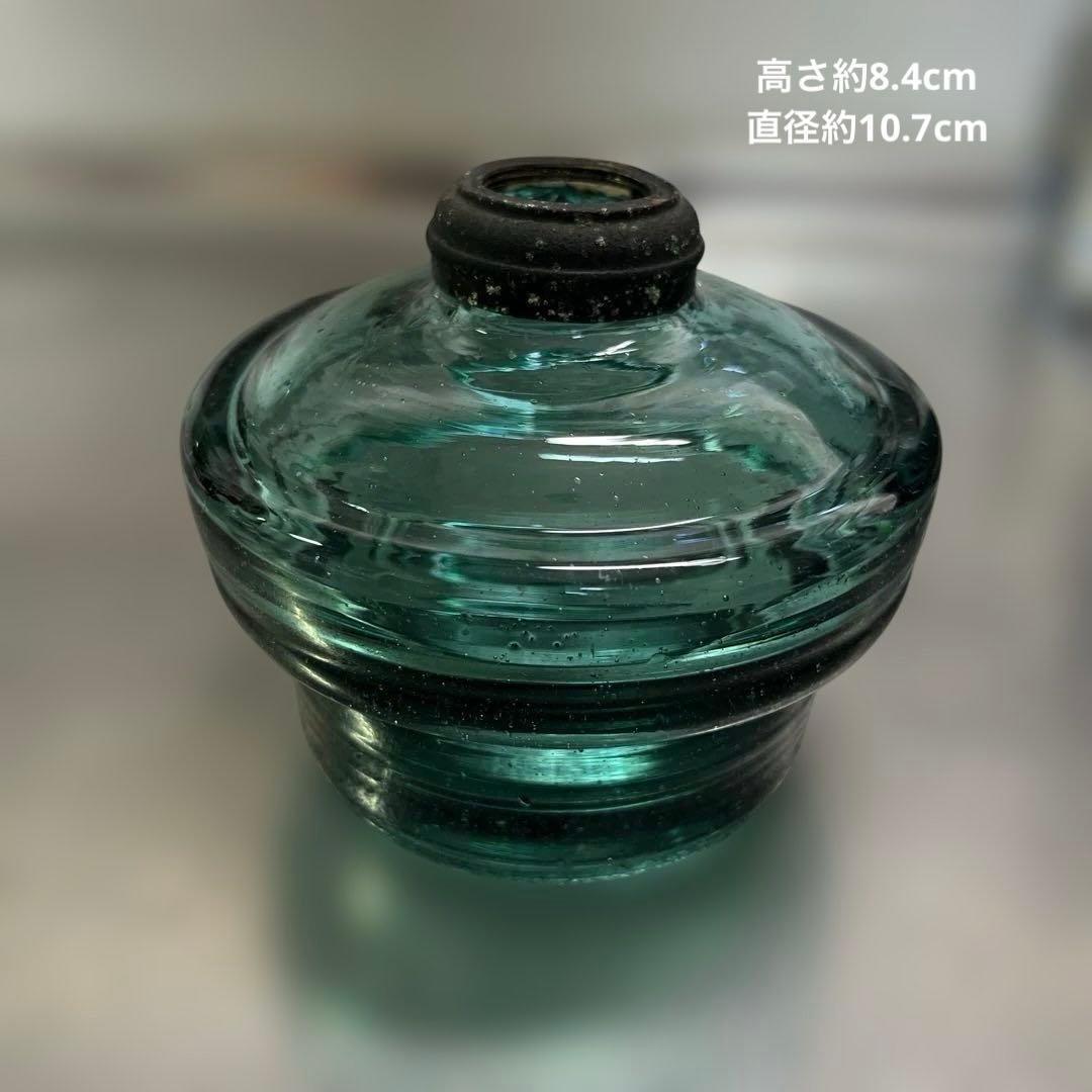 昭和レトロ オイルランプ ミルクガラス フリルシェード 青縁 吊り下げランプ