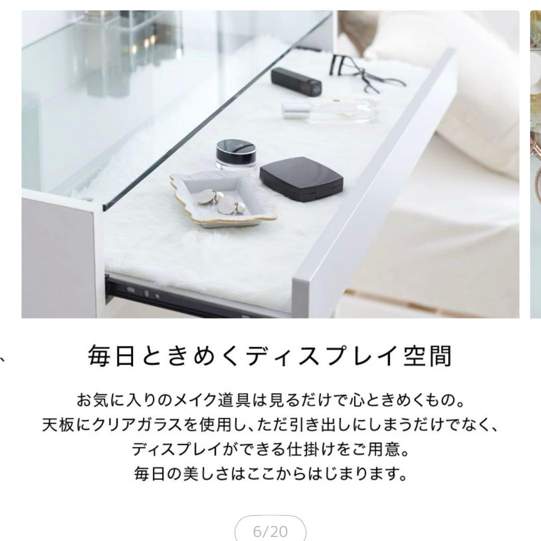 LEDライト付き ドレッサー コンパクト 鏡台 椅子付き ハリウッドミラー