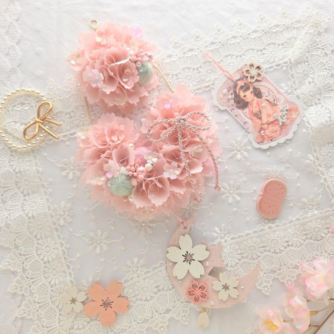 布リース*美桜の雫*　ガーランドセット　ワイヤークラフト