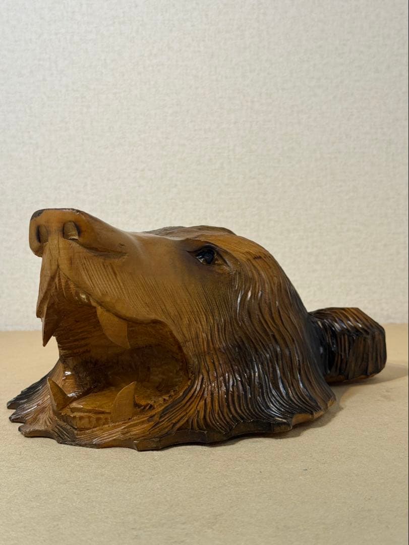 木彫り熊　壁掛け　天然木　縁起物　ヴィンテージ　インテリア　貴重　北海道　民芸品
