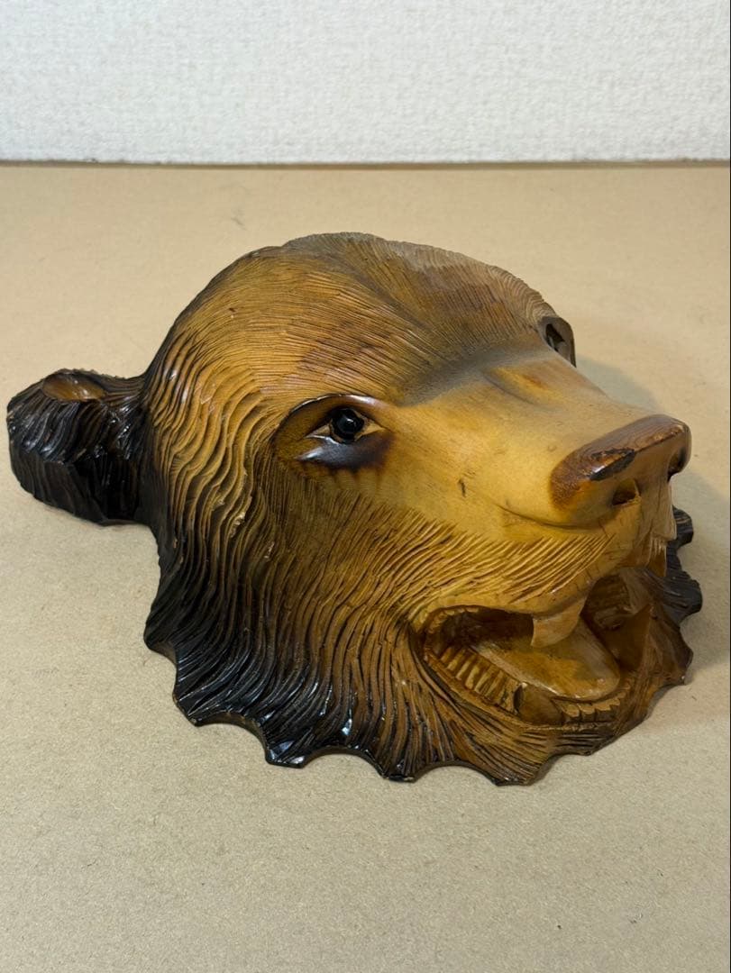 木彫り熊　壁掛け　天然木　縁起物　ヴィンテージ　インテリア　貴重　北海道　民芸品