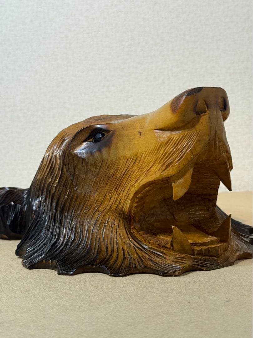 木彫り熊　壁掛け　天然木　縁起物　ヴィンテージ　インテリア　貴重　北海道　民芸品