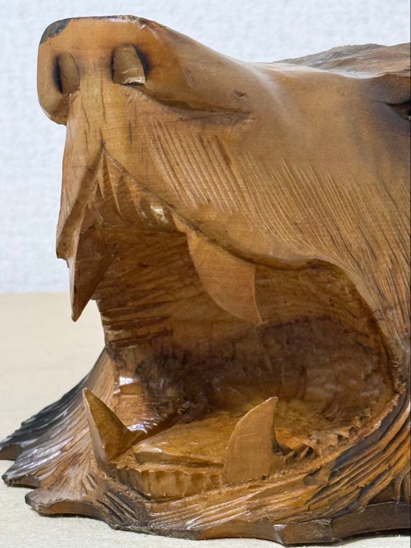 木彫り熊　壁掛け　天然木　縁起物　ヴィンテージ　インテリア　貴重　北海道　民芸品