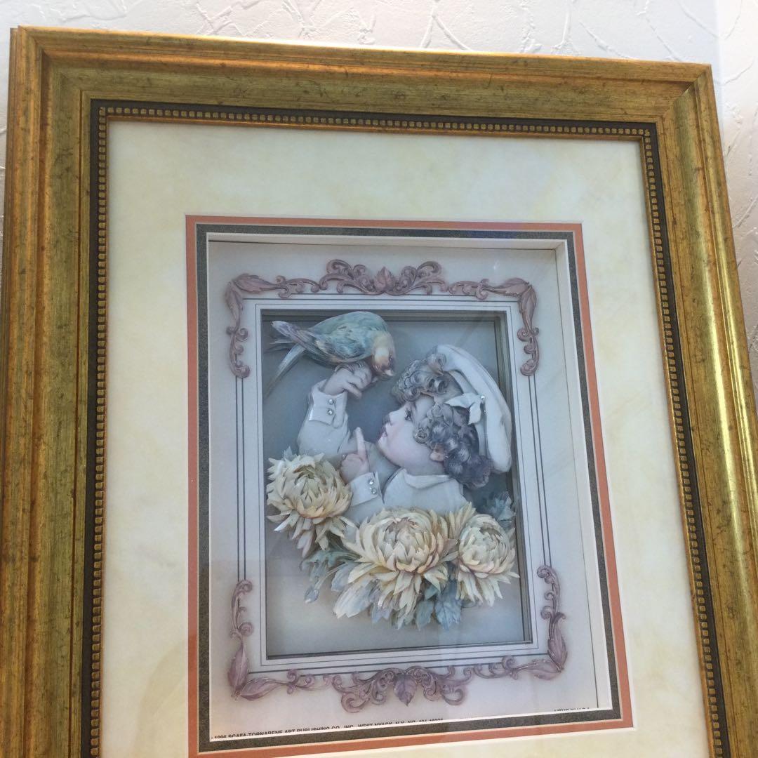 シャドーボックス　水兵さんの男の子と菊とオーム