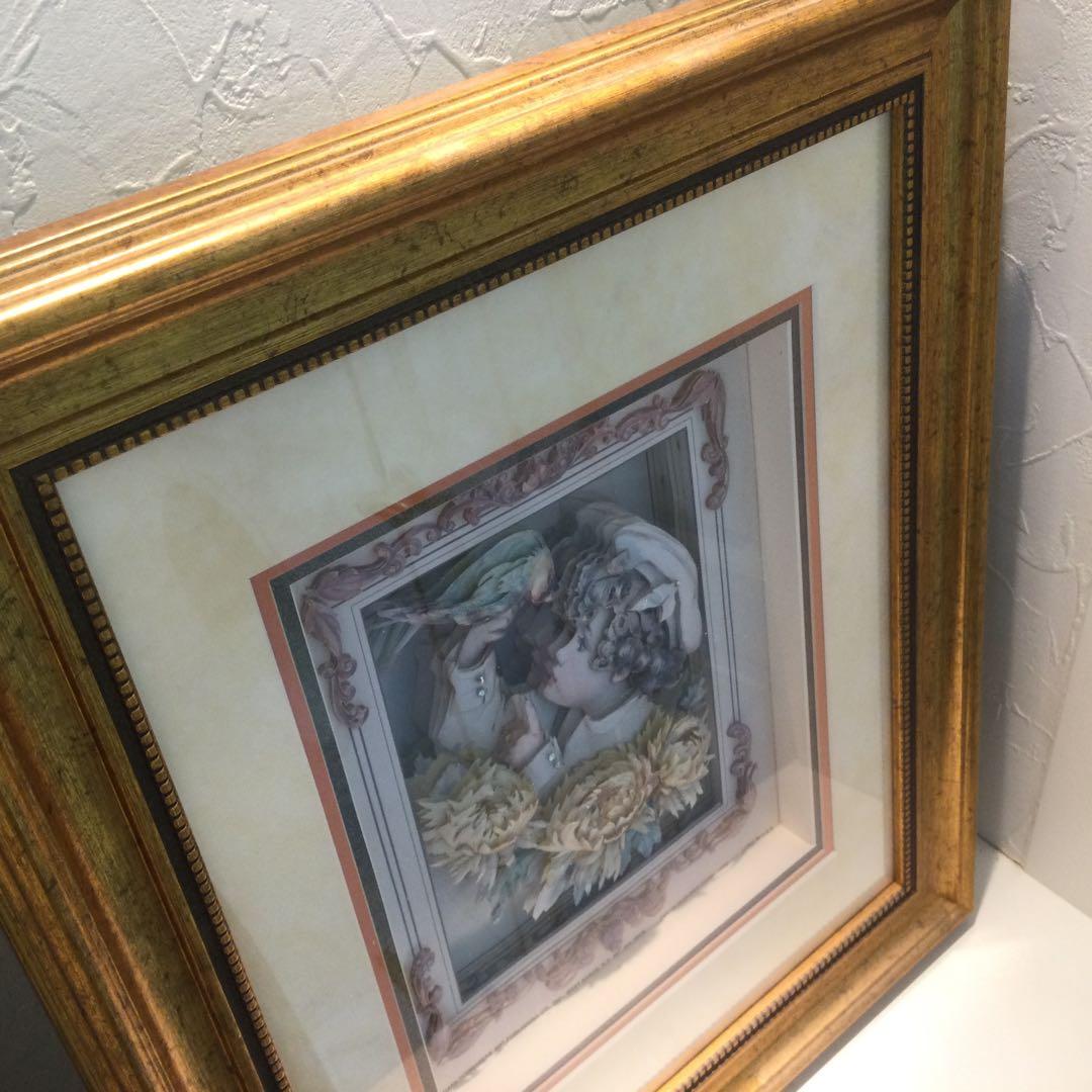 シャドーボックス　水兵さんの男の子と菊とオーム