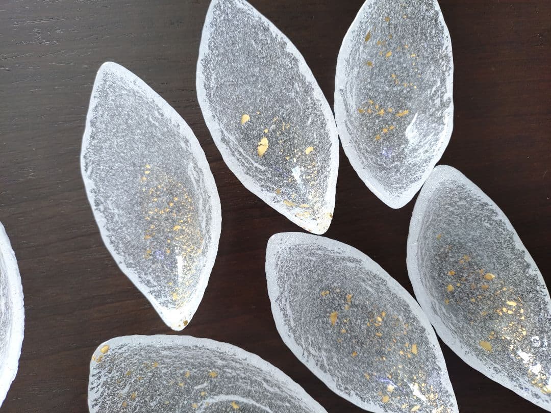 江戸硝子吉谷硝子金彩淡雪　和がらす 　びいどろ工房 　舟形　大鉢、小鉢　10個