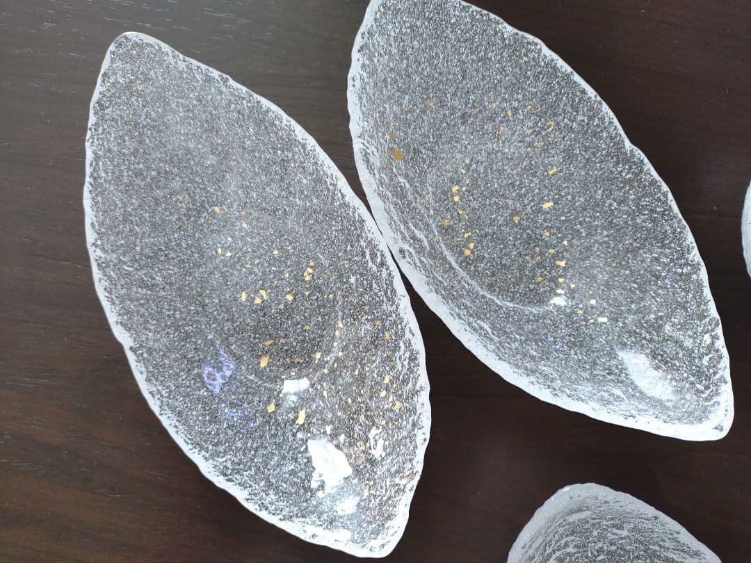 江戸硝子吉谷硝子金彩淡雪　和がらす 　びいどろ工房 　舟形　大鉢、小鉢　10個