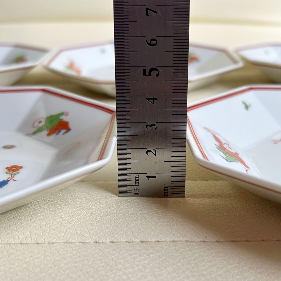 たち吉　色絵唐子　中華皿　八角皿揃　5枚セット　取り皿　銘々皿　赤絵　白磁　中皿