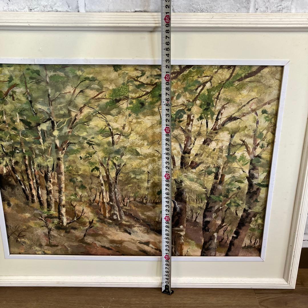 風景画 森林 樹木 和紙 切り絵 貼り絵 ちぎり絵 アート 額装 インテリア