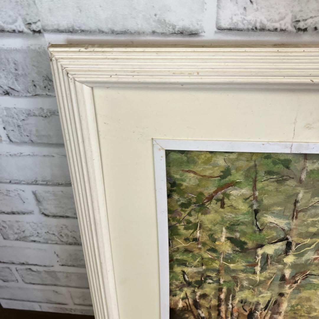 風景画 森林 樹木 和紙 切り絵 貼り絵 ちぎり絵 アート 額装 インテリア
