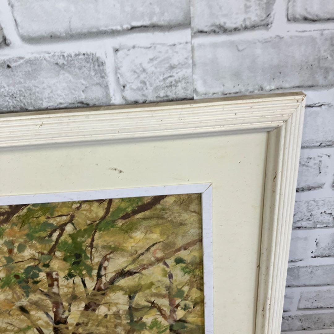 風景画 森林 樹木 和紙 切り絵 貼り絵 ちぎり絵 アート 額装 インテリア