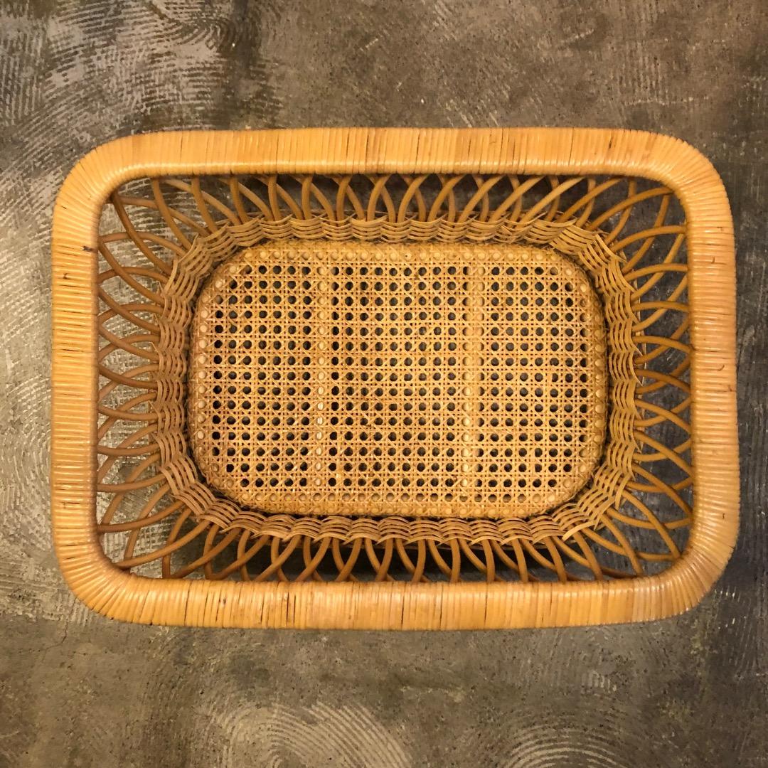 ラタンバスケット　　籠　カゴ　四角　フリーバスケット　ランドエリーバスケット